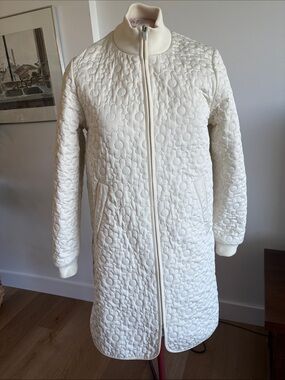 Ilse Jacobsen Cream Quilted Floral Long Puffer Coat